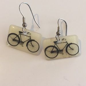 Glass bicycle earrings